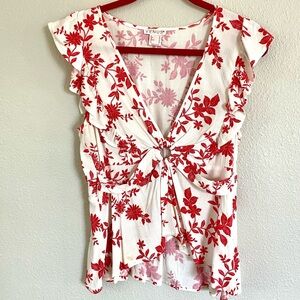 VENUS White and Red Floral Blouse